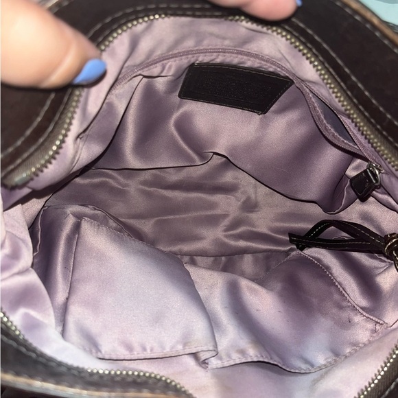 VINTAGE Coach Zoe Signature F12657 Jacquard Brown Hobo Handbag - Picture 12 of 16